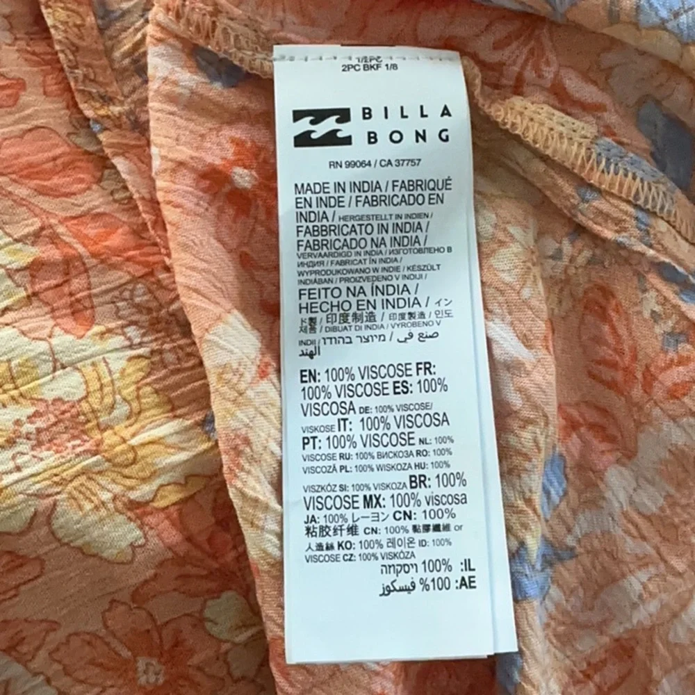 Billabong Orange Floral V-Neck Dress - Picture 5 of 6